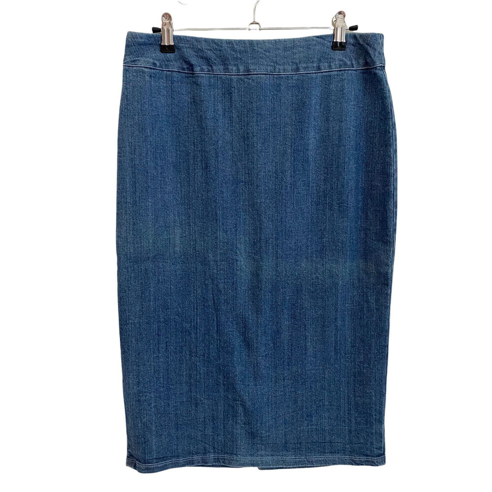 Baby O 2 Skirt Pencil Denim Jean Modest Vintage USA Blue Knee Length